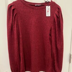 NWT Women's Burgundy Long Sleeve. Puff sleeve. Soft Material. Amazon. .